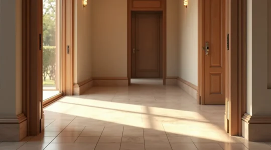 Intérieur élégant mettant en valeur des finitions soignées et des détails architecturaux précis, avec une ambiance lumineuse mettant en exergue la qualité des matériaux et des assemblages