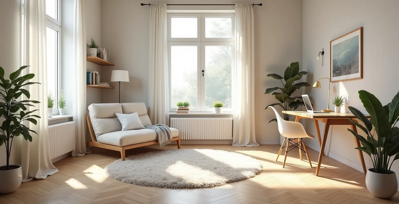 Visualisation d’un espace intérieur divisé en zones fonctionnelles dynamiques et flexibles
